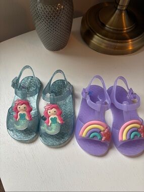 Old Navy Teal Mermaid & Purple Rainbow Jelly Sandals